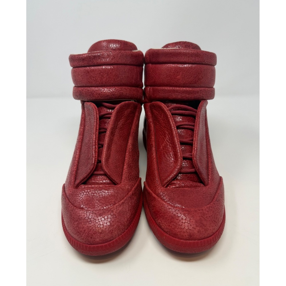 Maison Margiela Future High Sneaker Pebbled Red Leather Size 10 US 43 EU - Picture 2 of 10